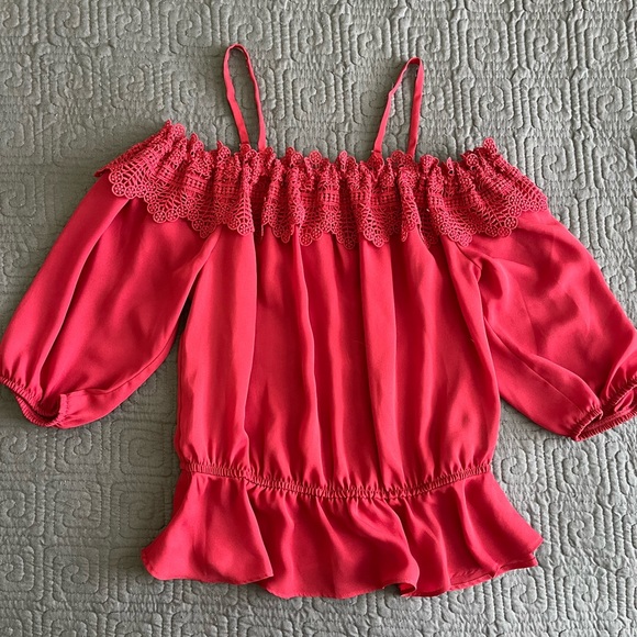AByer Red Off-Shoulder Blouse - Picture 1 of 4